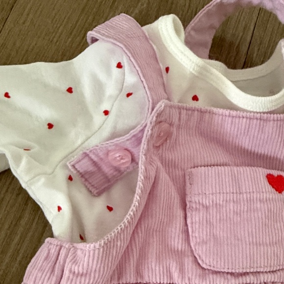 Carter's Pink Corduroy Pinafore Dress with White Heart Top - Picture 3 of 4